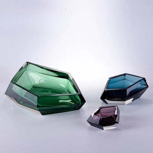 Crystal Hand-Blown Gem Shape Glass Vase