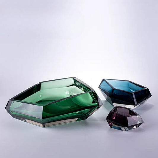 Crystal Hand-Blown Gem Shape Glass Vase