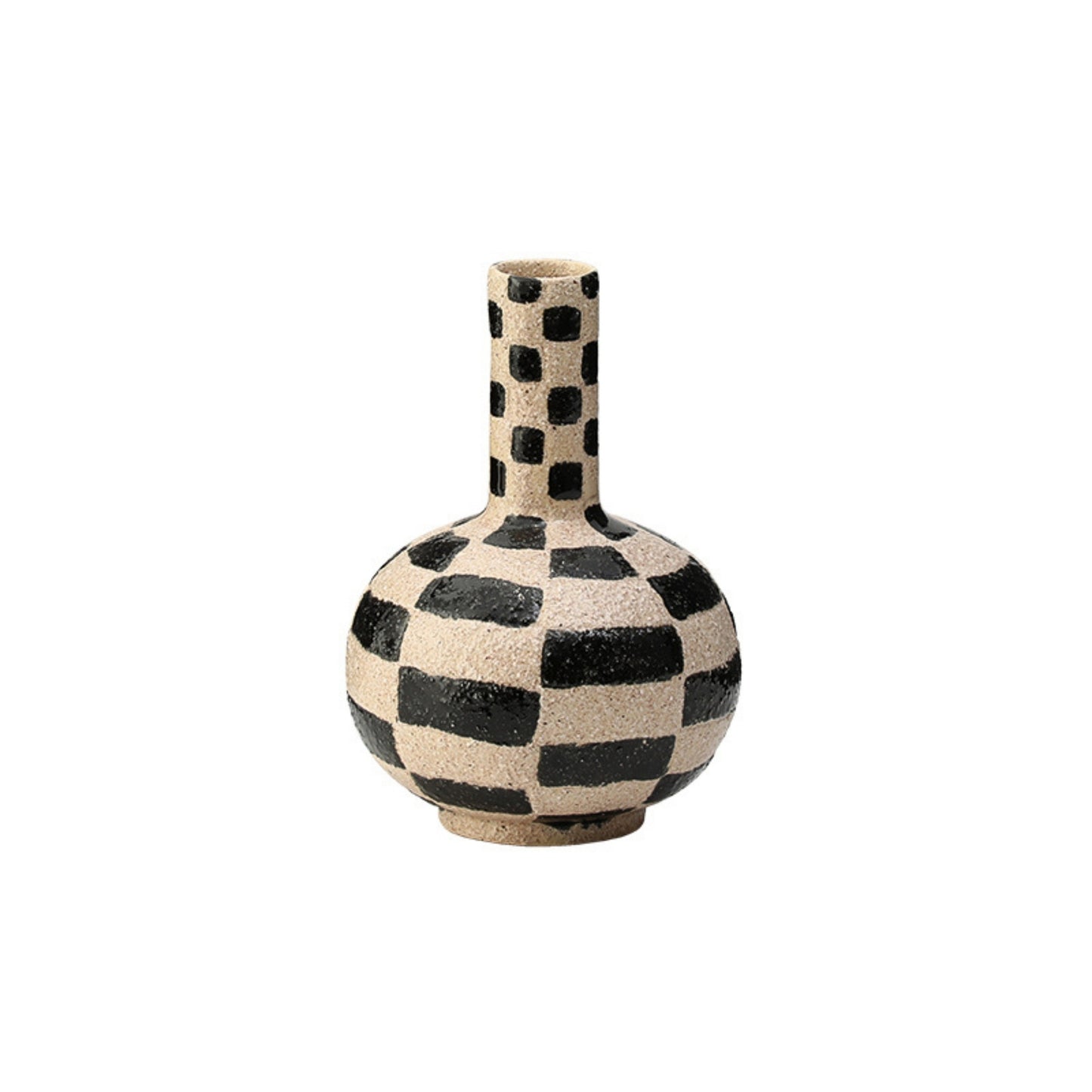 Black Plaid Sand Flower Vase