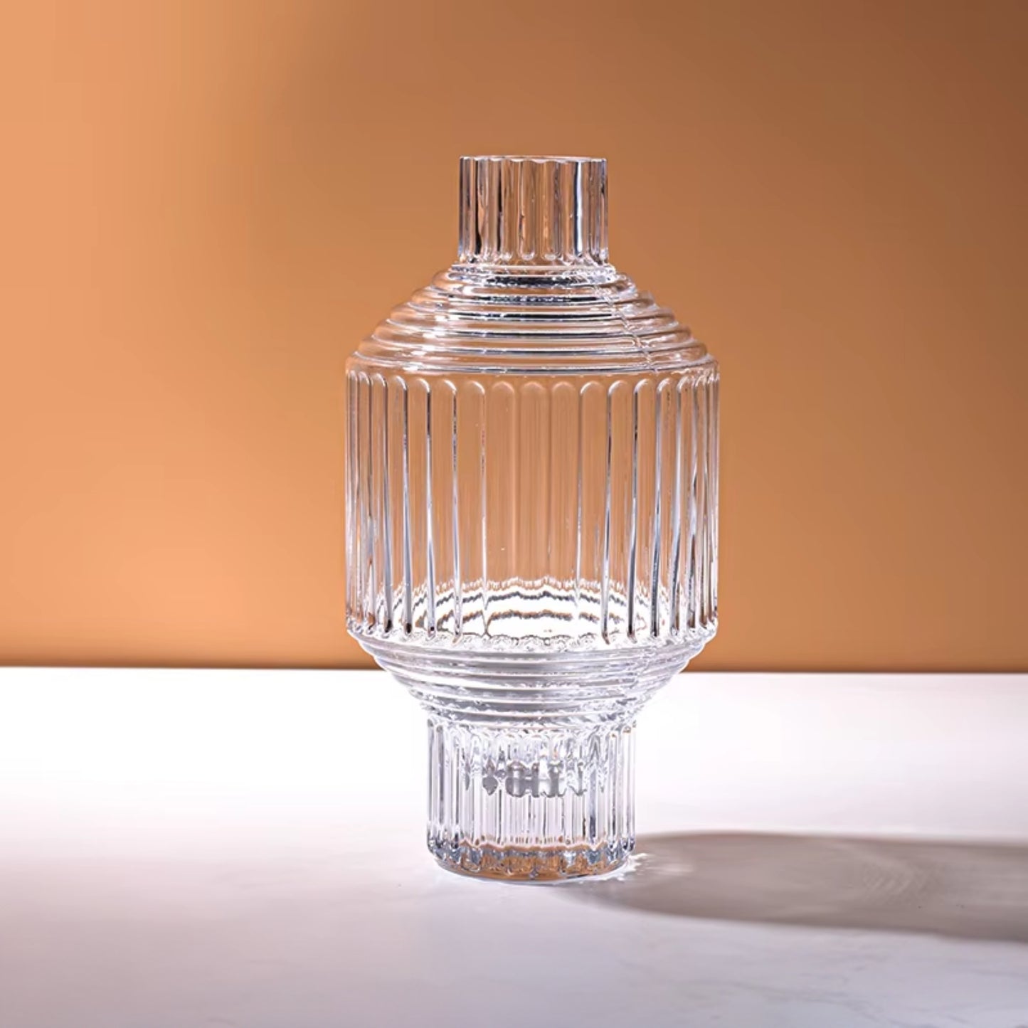 Transparent Geometric Hand Blown Glass Vase
