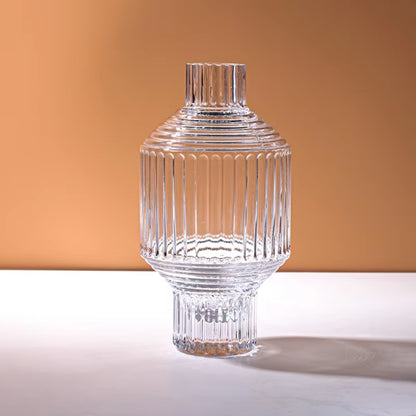 Transparent Geometric Hand Blown Glass Vase