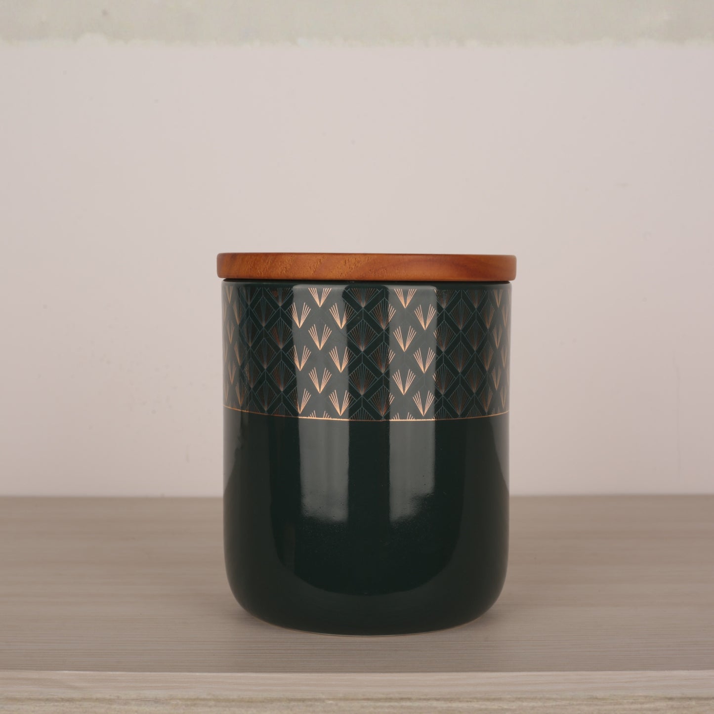Green Ceramic Kitchen Storage Jar with Lid