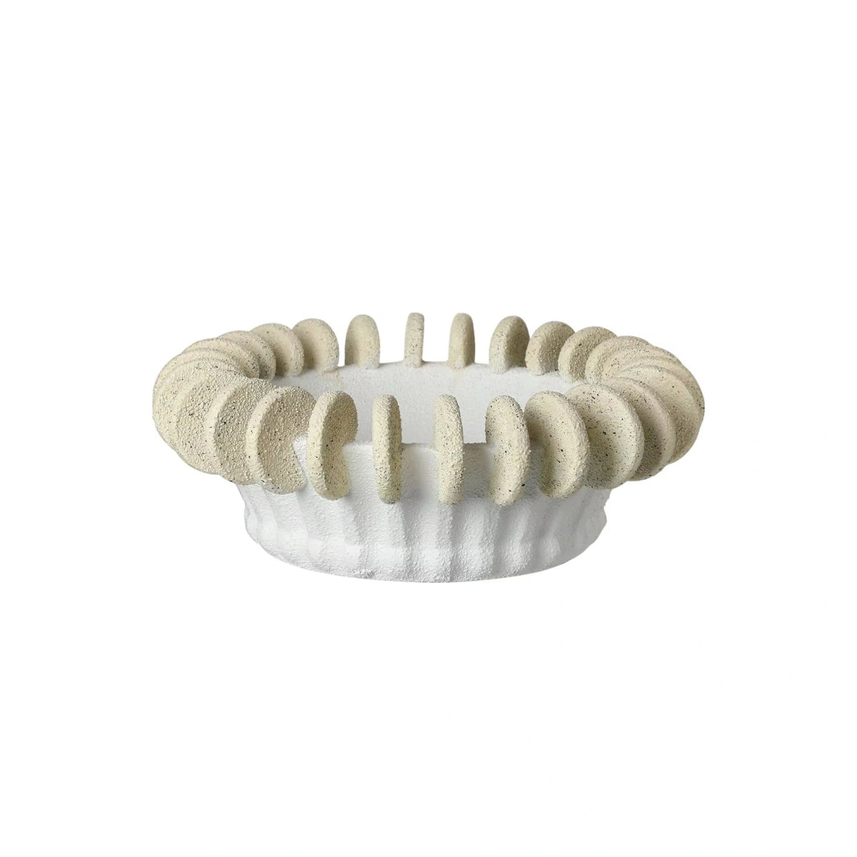 Round White Sand Disc Design Decorative Bowl