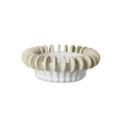 Round White Sand Disc Design Decorative Bowl