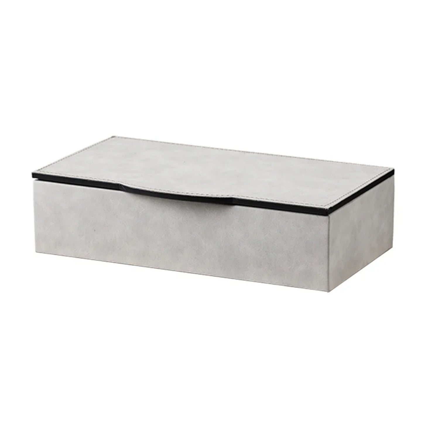 Wooden Leather Jewelry Square Box (White, Coffee)