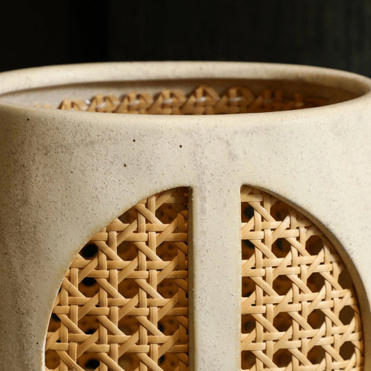 Rattan Decorative Ceramic Flower Vase