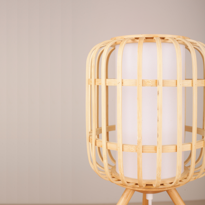 LED Wooden Tripod Bamboo Table Lamp