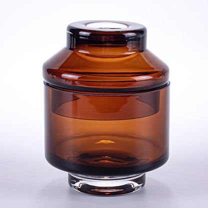 Smoky Brown Handmade Glass Decorative Jar