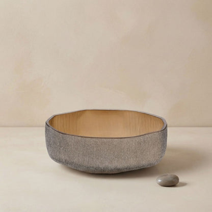 Grey Brown Sand Glass Bowl with Elegant Crackle Design