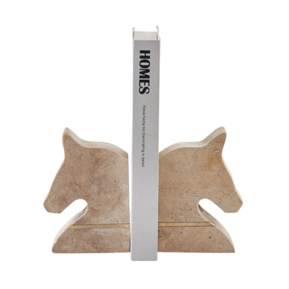 Beige Horse Figurine Marble Bookends