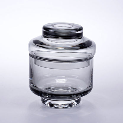 Smoky Grey Handmade Glass Decorative Jar