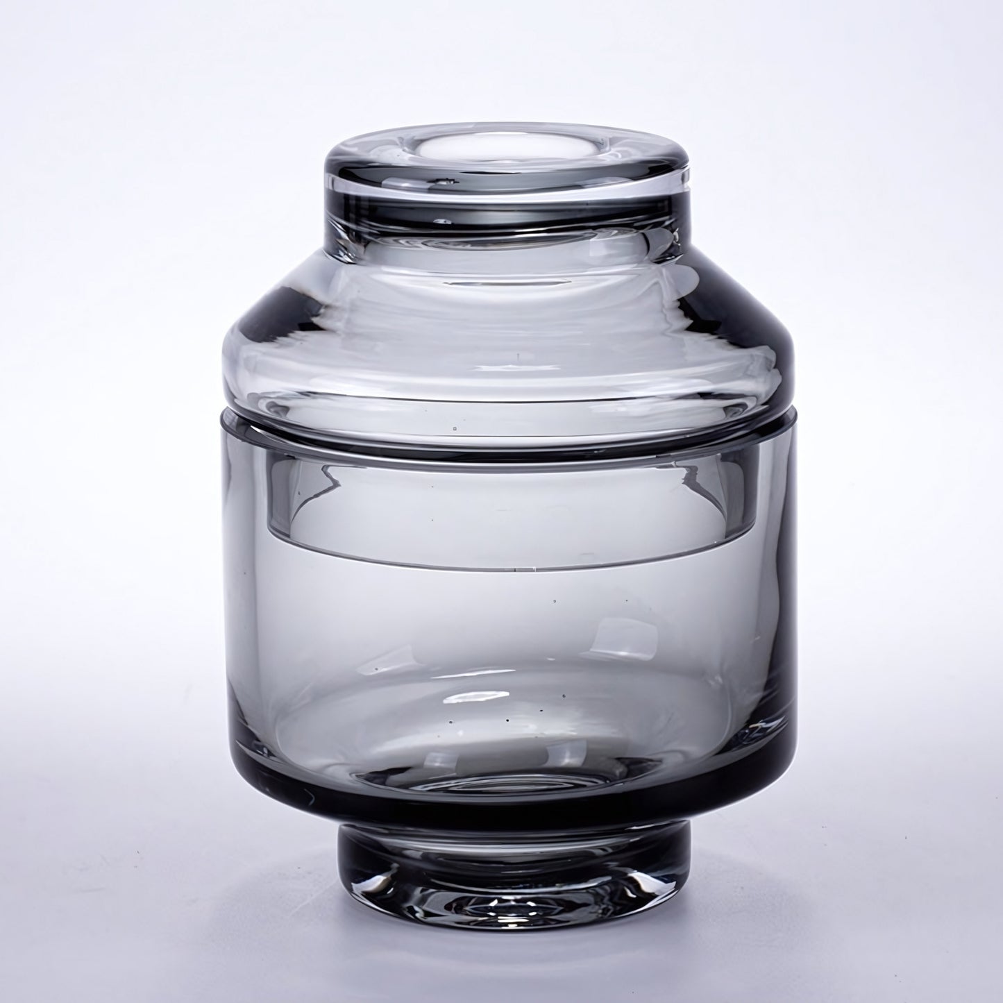 Smoky Grey Handmade Glass Decorative Jar