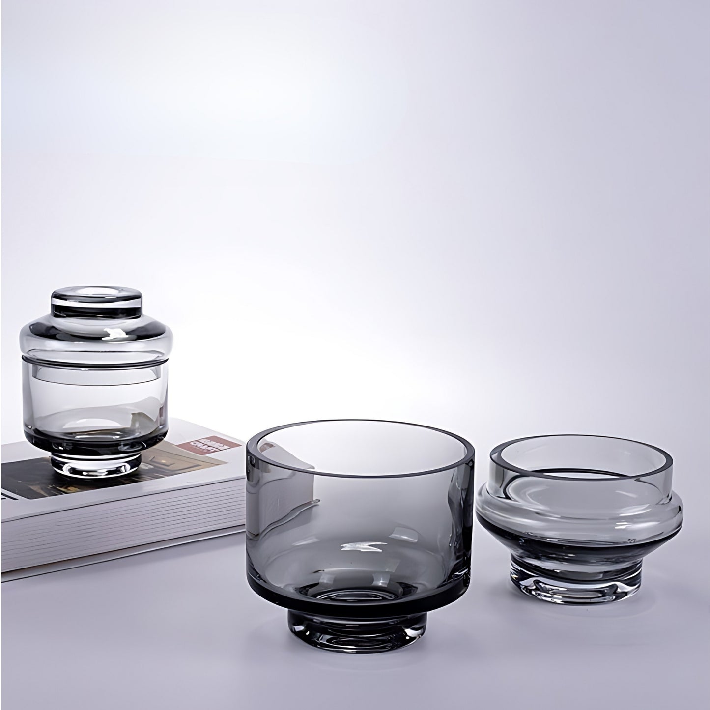 Smoky Grey Handmade Glass Decorative Jar