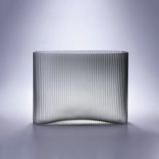 Ribbed Glass Table Decor Flower Vase