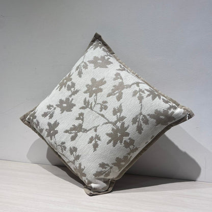 Jacquard Floral Print Cushion Cover, Backside In Plain