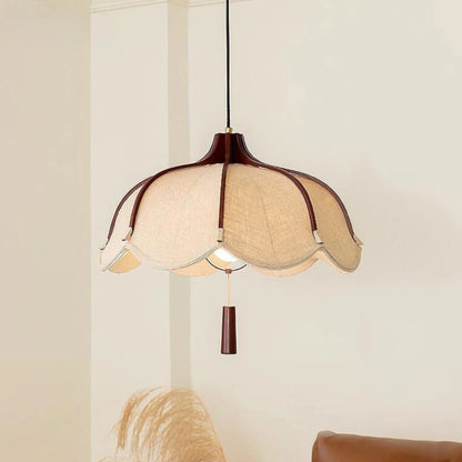 Retro Creative Flower Shaped Fabric Pendant Lamp