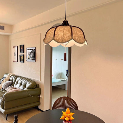 Retro Creative Flower Shaped Fabric Pendant Lamp