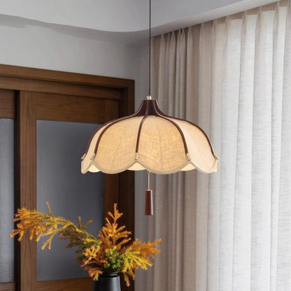 Retro Creative Flower Shaped Fabric Pendant Lamp