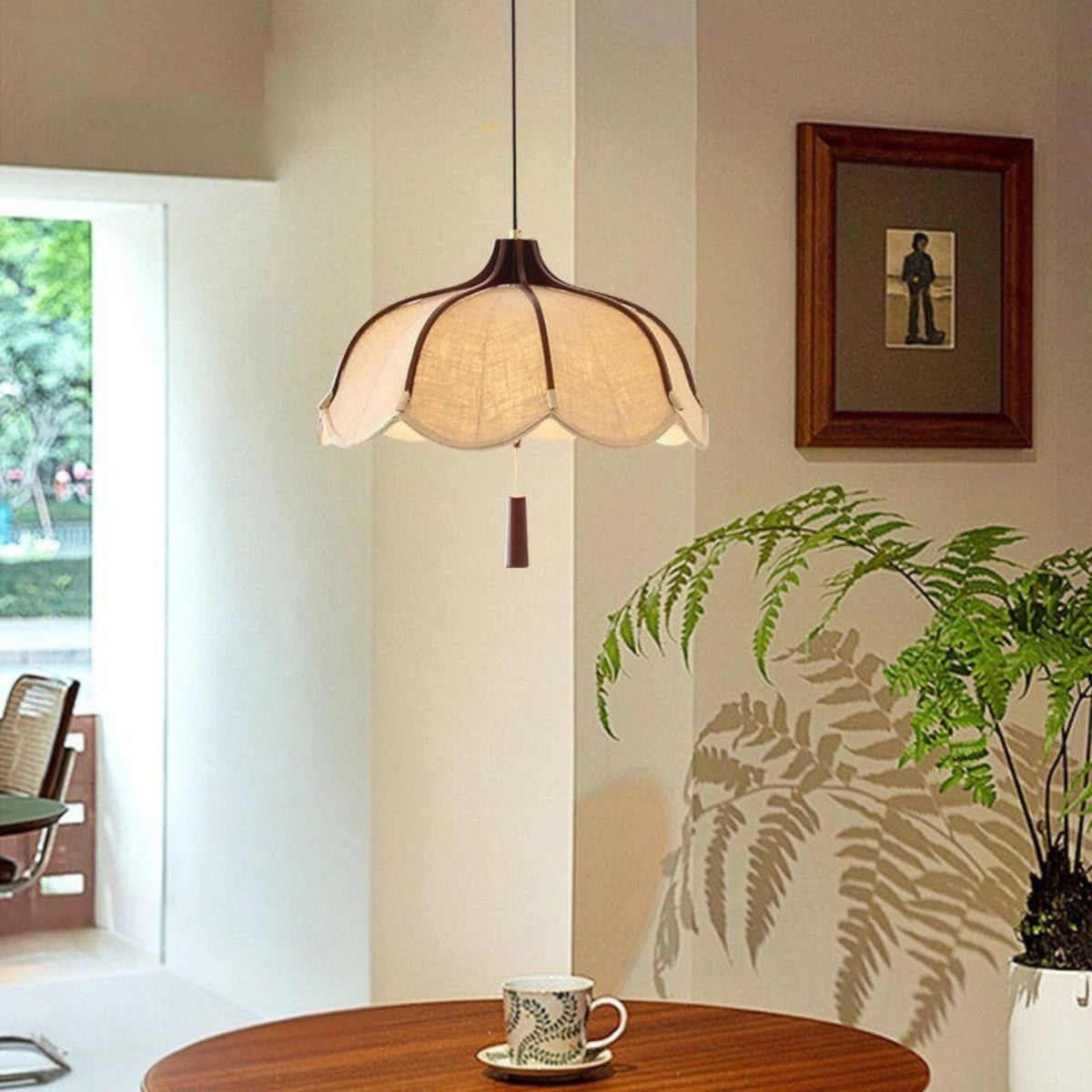 Retro Creative Flower Shaped Fabric Pendant Lamp