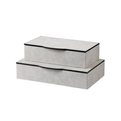 Wooden Leather Jewelry Square Box (White, Coffee)