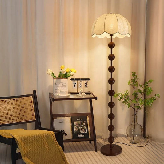Cream Fabric Shade Vintage Style Floor Lamp