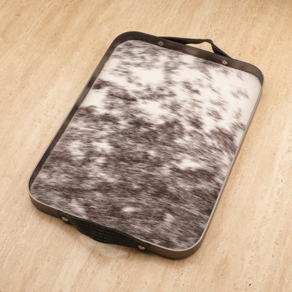 Horse Hair Tray with Metal Frame Leather Handle