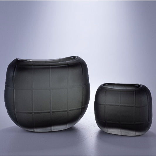Grey Glass Geometry Shape Vase