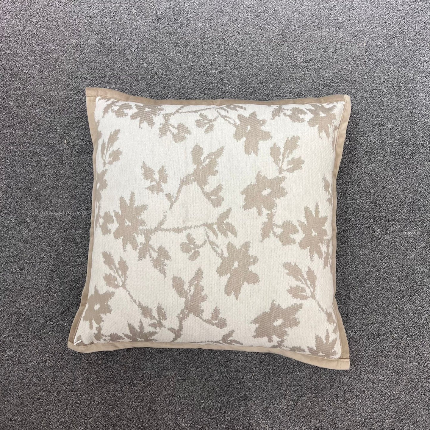 Jacquard Floral Print Cushion Cover, Backside In Plain