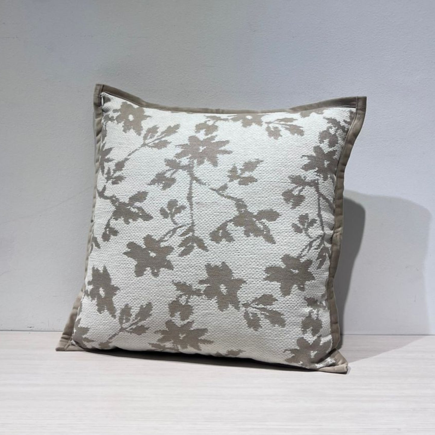 Jacquard Floral Print Cushion Cover, Backside In Plain