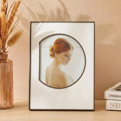 Micro Fiber Leather Table Photo Frame Décor (White, Green, Brown)