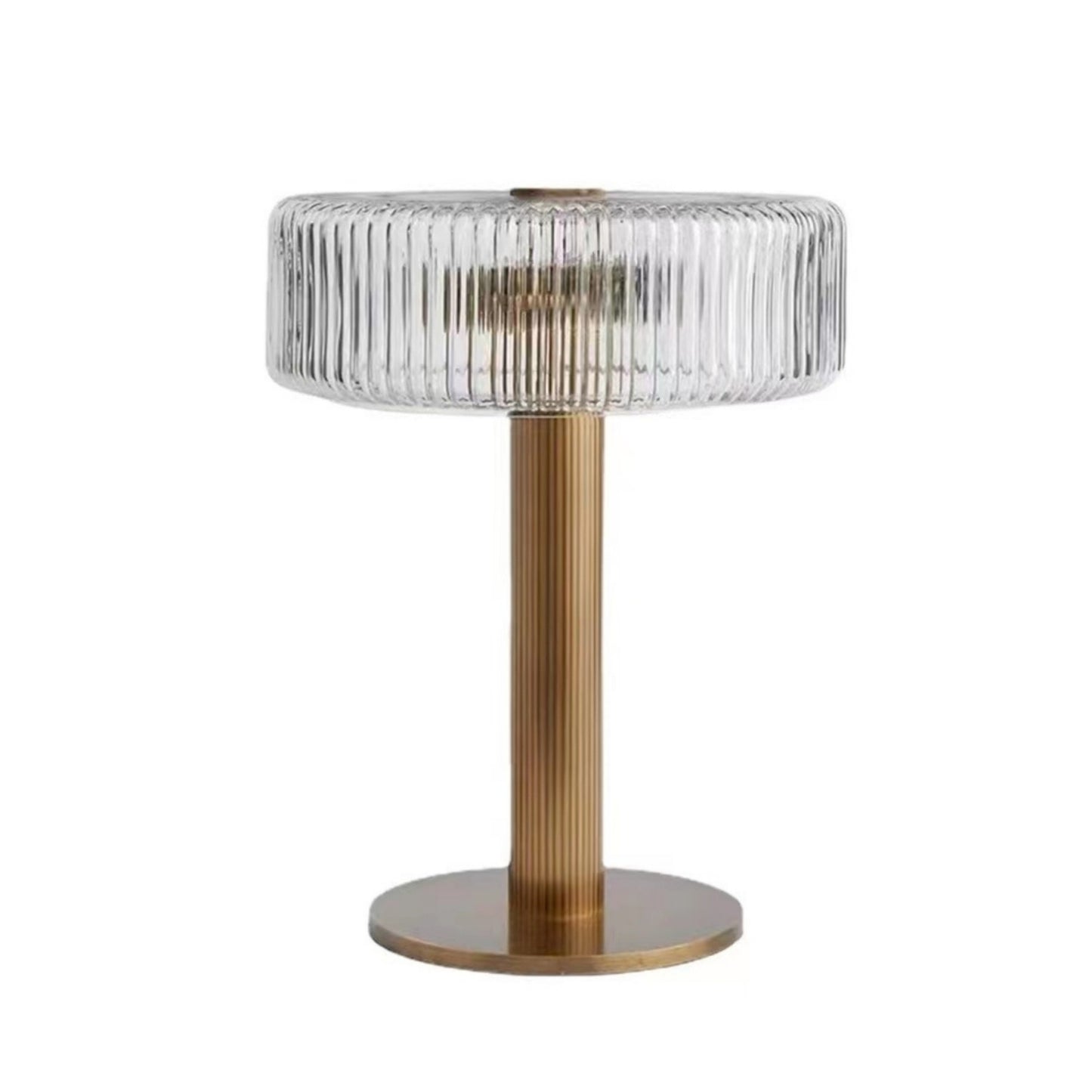 Ribbed Design Antique Brass Finish Table Lamp