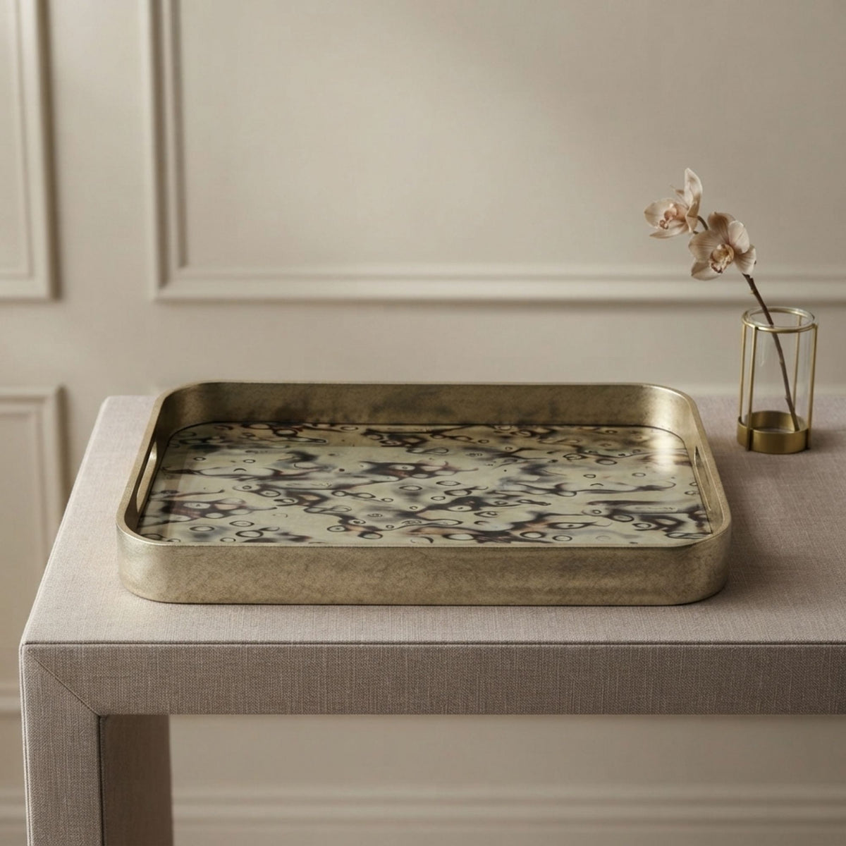 Golden-Wrapped Rectangle Tray