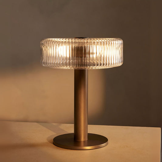 Ribbed Design Antique Brass Finish Table Lamp