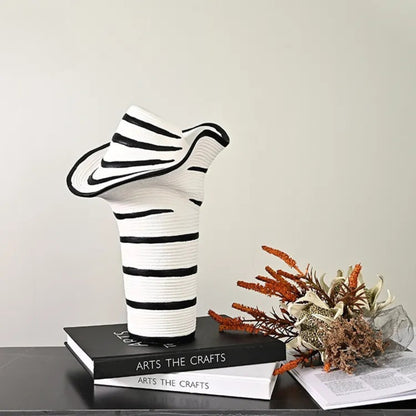 Black and White Ceramic Flower Vase