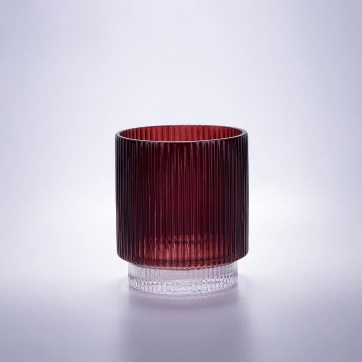Red Vertical Stripe Cylindrical Shape Glass Vase