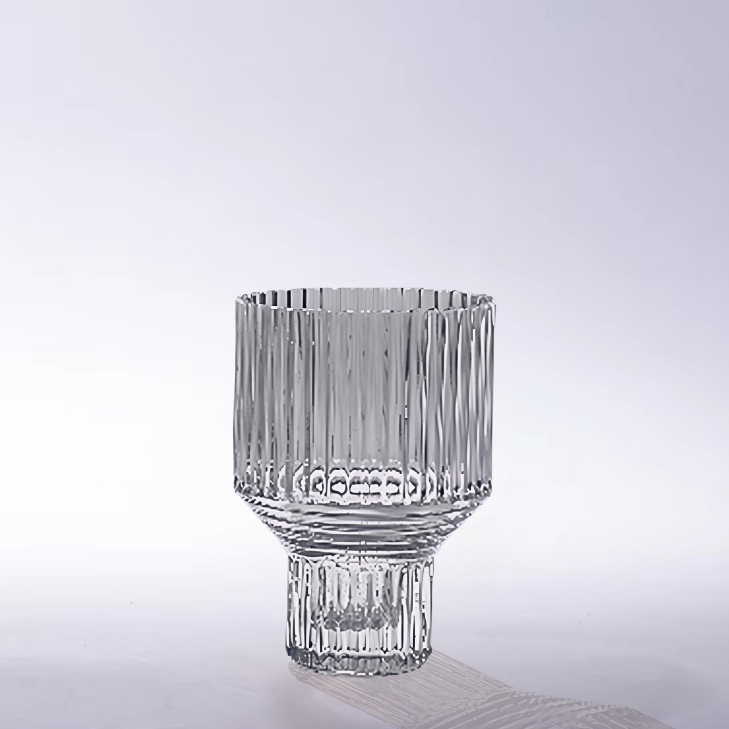 Transparent Geometric Hand Blown Glass Vase
