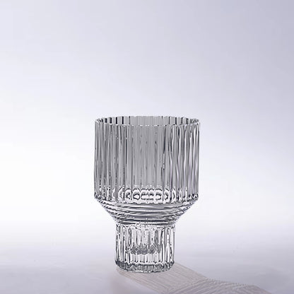 Transparent Geometric Hand Blown Glass Vase