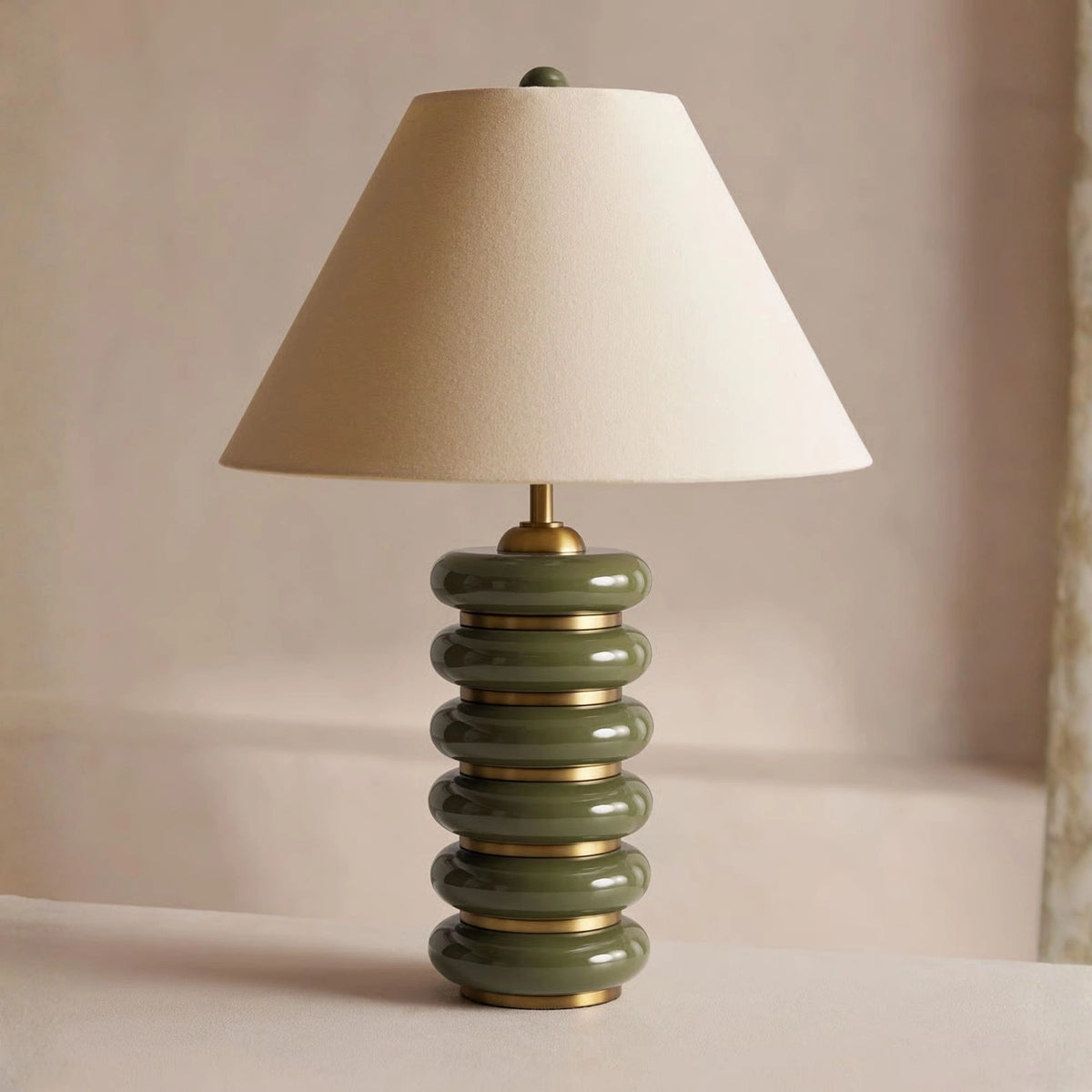 Beige Shade Abacus Bead Decorative Table Lamp