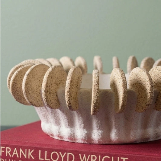 Round White Sand Disc Design Decorative Bowl