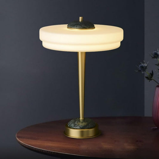 White LED Shade Golden Base Table Lamp