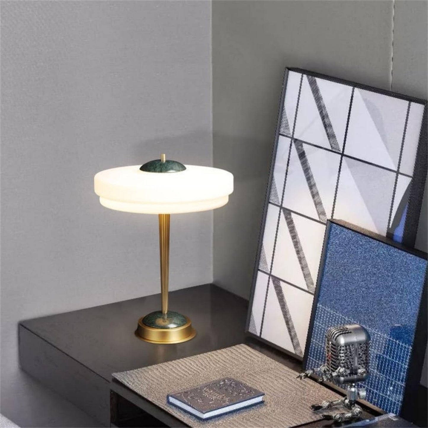 White LED Shade Golden Base Table Lamp