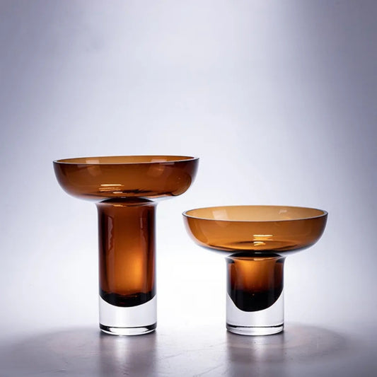 Europe Style Dark Brown Handmade Flower Glass Vase