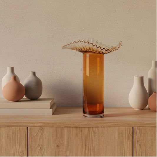 Transparent Edge Amber Glass Vase