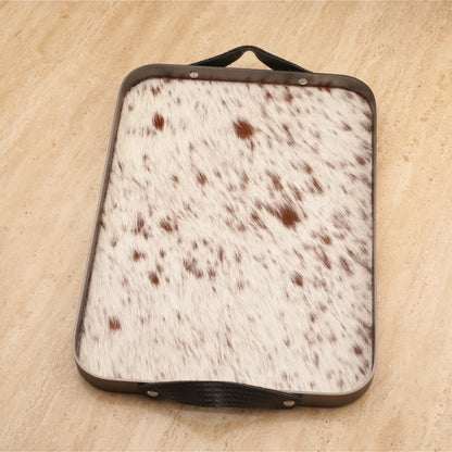 Horse Hair Tray with Metal Frame Leather Handle