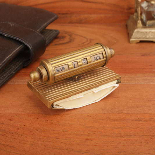 Rocking Antique Brass Calendar Paper Weight