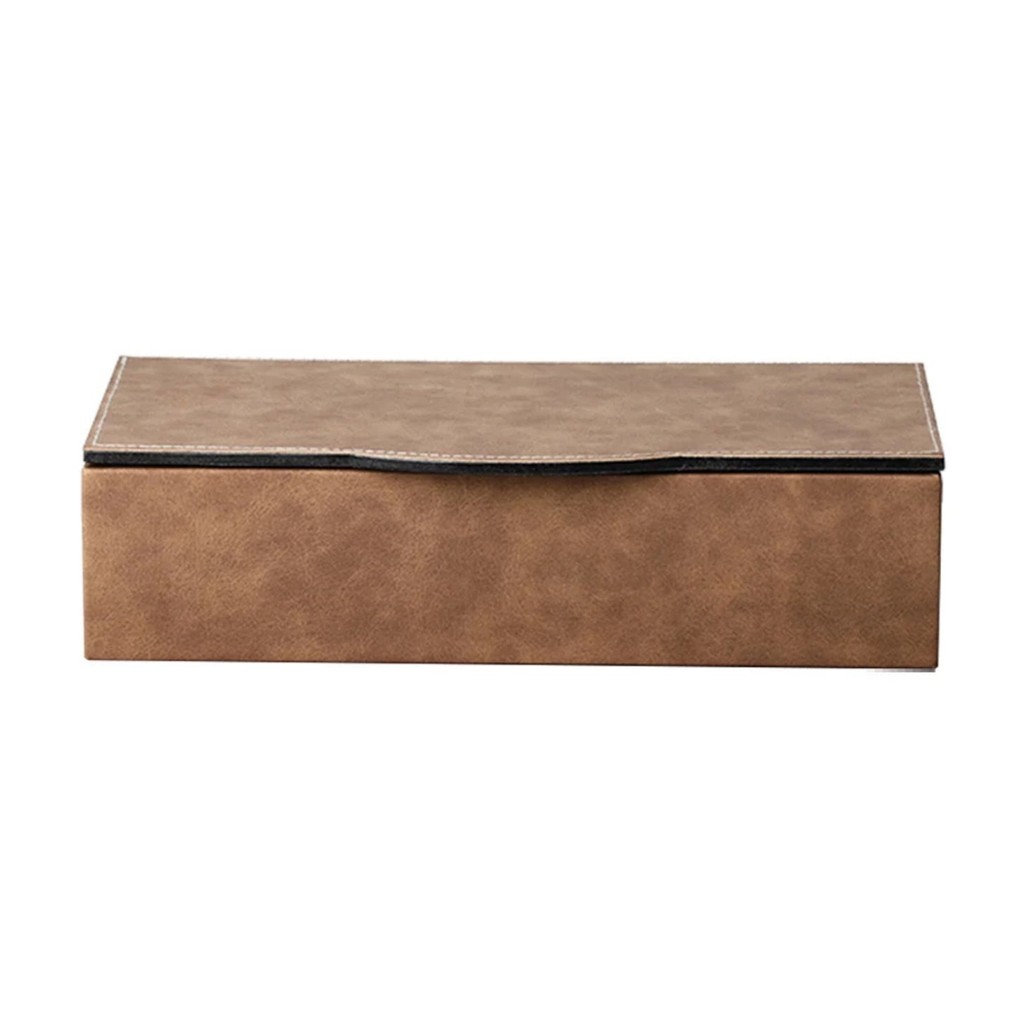 Wooden Leather Jewelry Square Box (White, Coffee)