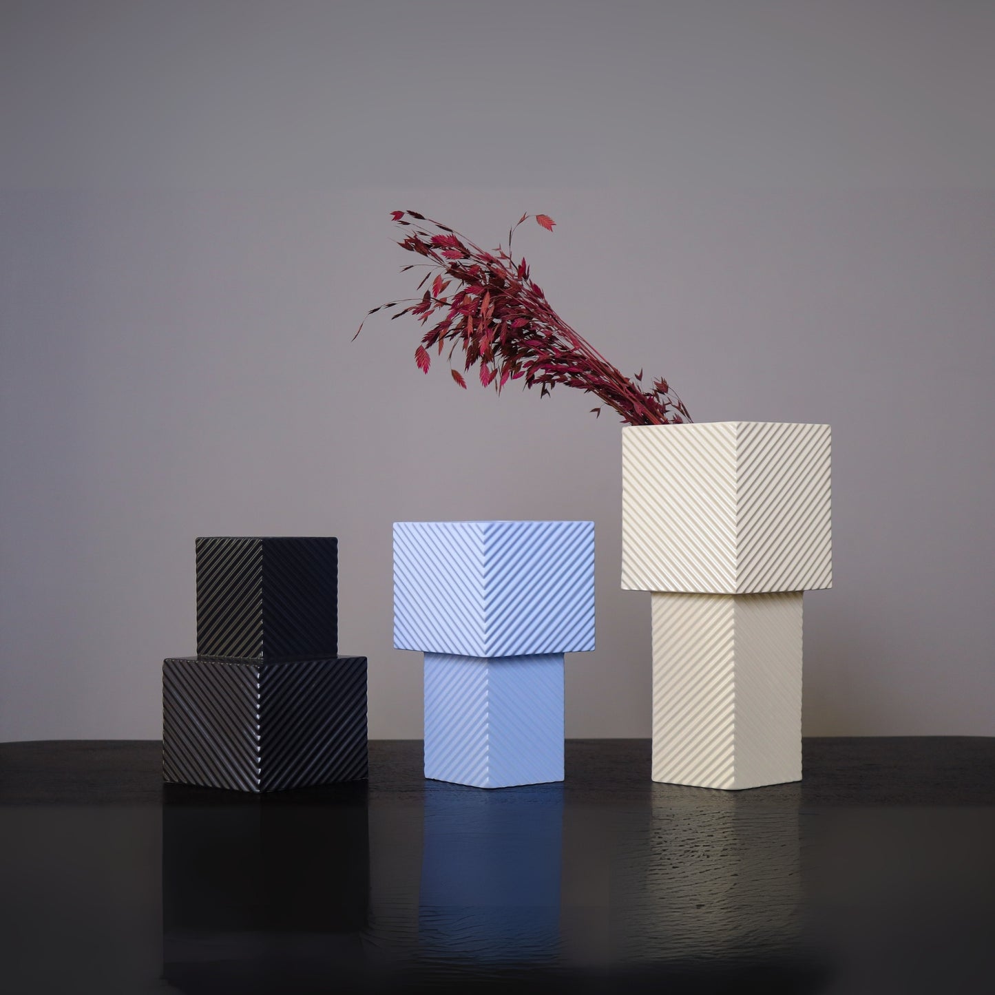 Handmade Ceramic Line Design Table Décor Vase
