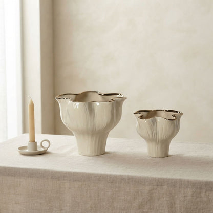 Petal-Shaped Gold-Rimmed Flower Vase
