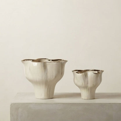 Petal-Shaped Gold-Rimmed Flower Vase