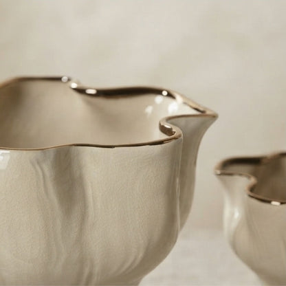 Petal-Shaped Gold-Rimmed Flower Vase